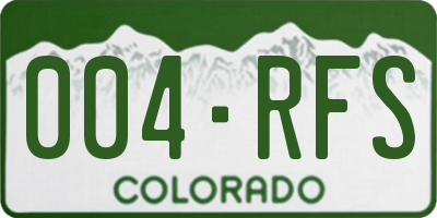 CO license plate 004RFS