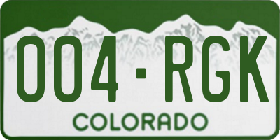 CO license plate 004RGK