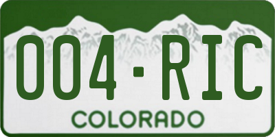CO license plate 004RIC