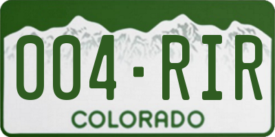 CO license plate 004RIR