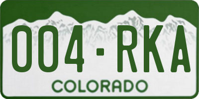 CO license plate 004RKA