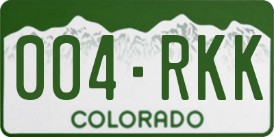 CO license plate 004RKK