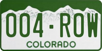 CO license plate 004ROW