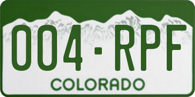 CO license plate 004RPF