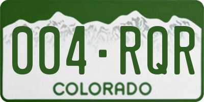 CO license plate 004RQR