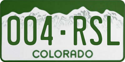CO license plate 004RSL