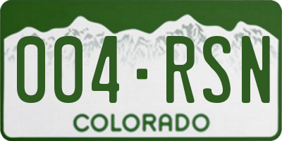 CO license plate 004RSN