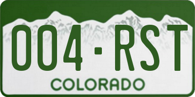 CO license plate 004RST