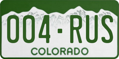 CO license plate 004RUS