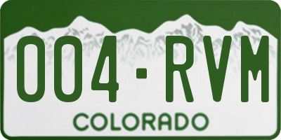 CO license plate 004RVM