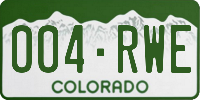 CO license plate 004RWE