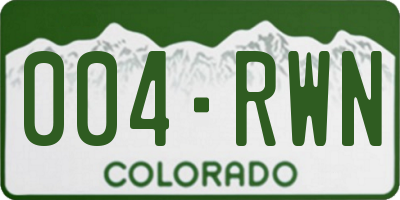 CO license plate 004RWN