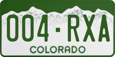 CO license plate 004RXA