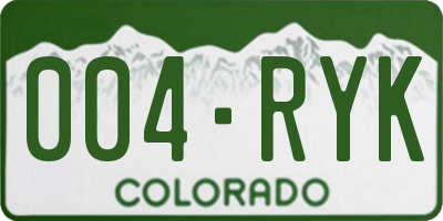 CO license plate 004RYK