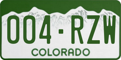 CO license plate 004RZW