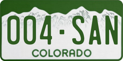 CO license plate 004SAN
