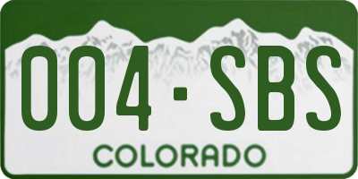 CO license plate 004SBS
