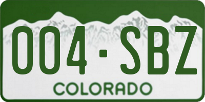 CO license plate 004SBZ