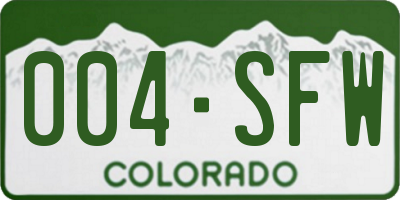 CO license plate 004SFW