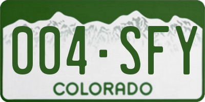 CO license plate 004SFY
