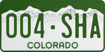 CO license plate 004SHA