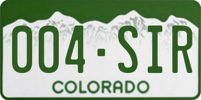 CO license plate 004SIR