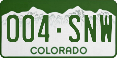 CO license plate 004SNW