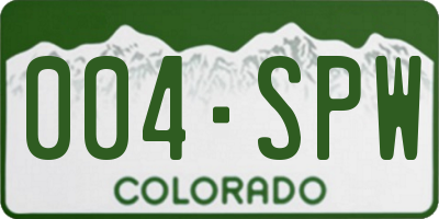 CO license plate 004SPW