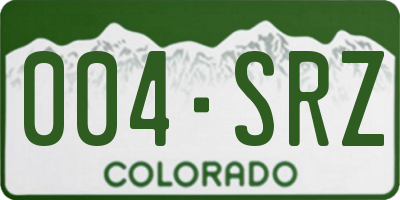 CO license plate 004SRZ