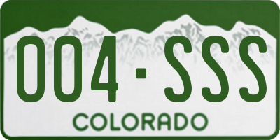 CO license plate 004SSS