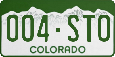 CO license plate 004STO