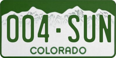 CO license plate 004SUN