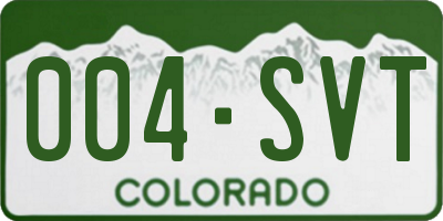 CO license plate 004SVT