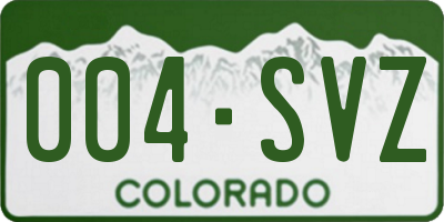 CO license plate 004SVZ