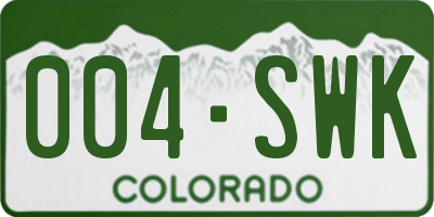 CO license plate 004SWK