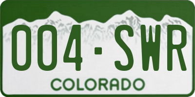 CO license plate 004SWR