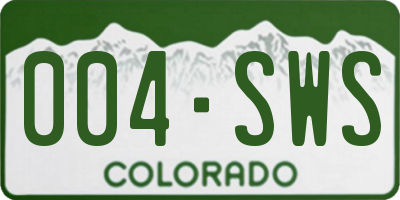 CO license plate 004SWS