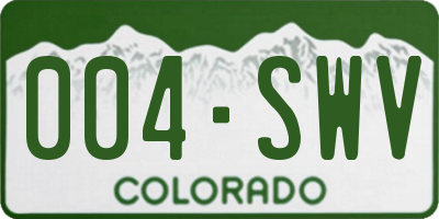 CO license plate 004SWV