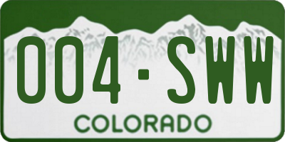 CO license plate 004SWW