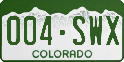 CO license plate 004SWX