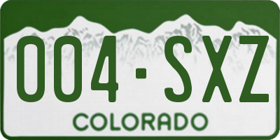 CO license plate 004SXZ