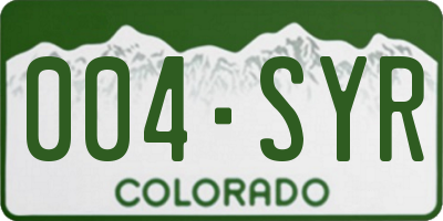CO license plate 004SYR