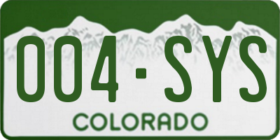 CO license plate 004SYS