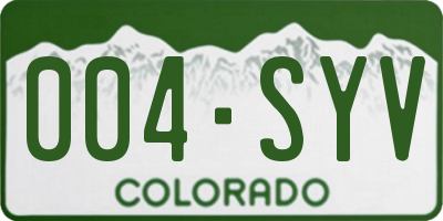 CO license plate 004SYV
