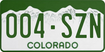 CO license plate 004SZN