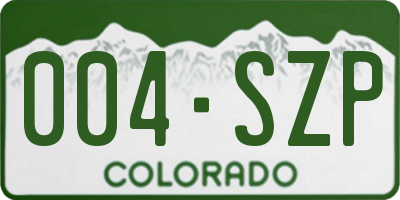 CO license plate 004SZP