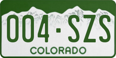 CO license plate 004SZS
