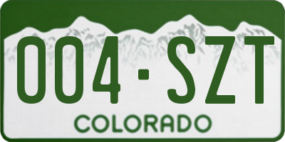 CO license plate 004SZT