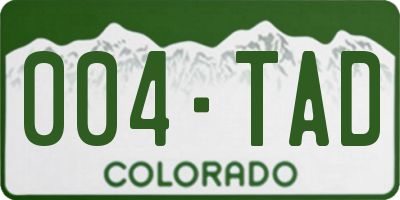 CO license plate 004TAD