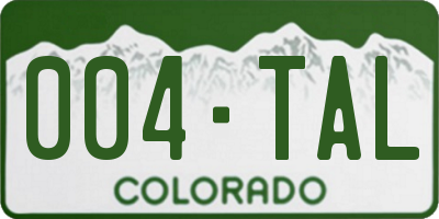 CO license plate 004TAL